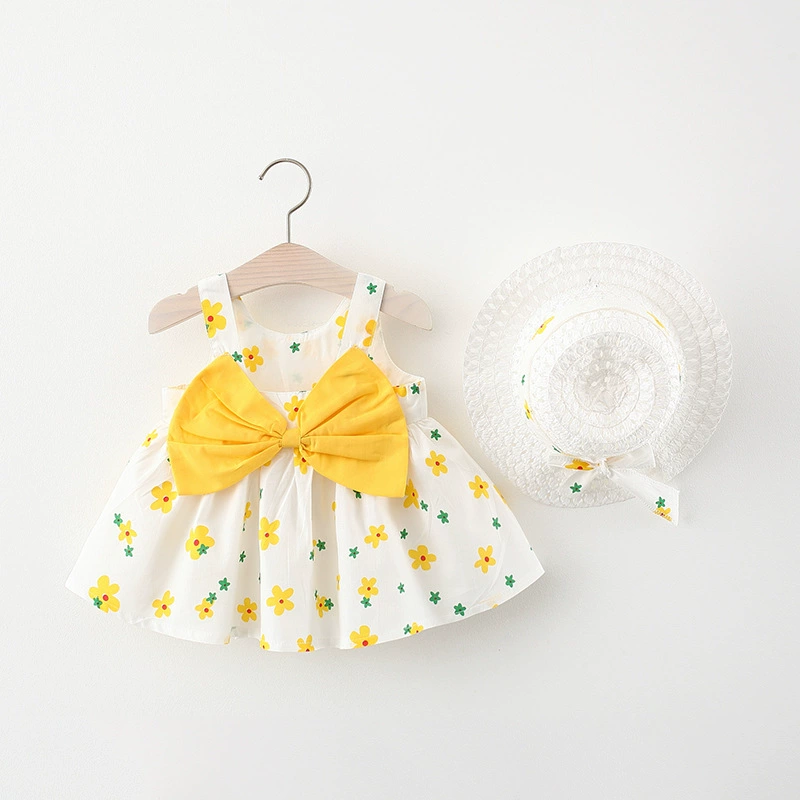 Summer sleevless dress girl's with bow, 1234 years, flowered