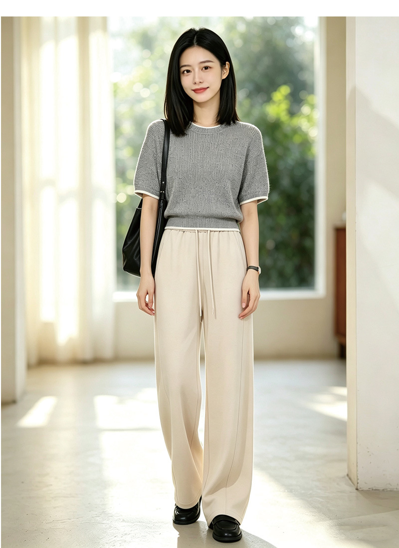 Quần culottes nữ ống rộng dáng lưỡi liềm cảm giác mát lạnh — Xanh navy chi tiết 21