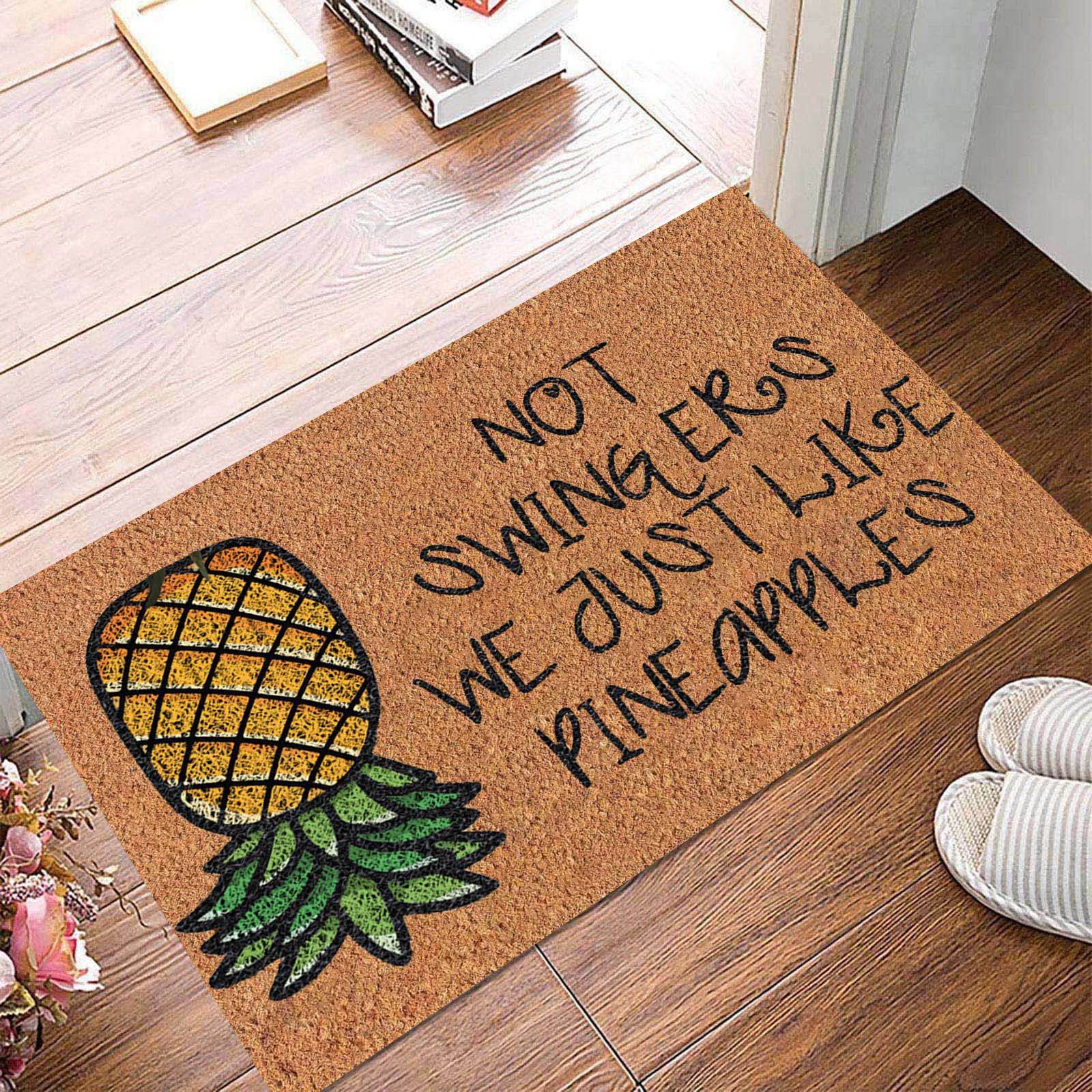 Großer Teppich mit Ananas-Element, rutschfeste Fußmatte für den Eingangsbereich, wasserabsorbierende Matte für Badezimmer und Küche_voghion.com