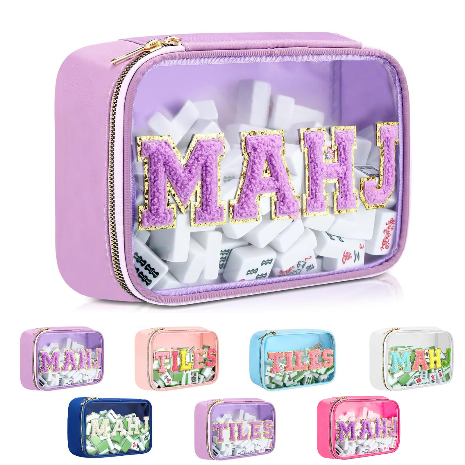 New Amazon Large Letter Mahjong Bag PVC Travel Waterproof Storage Bag Large Capacity Multifunctional Storage Bag