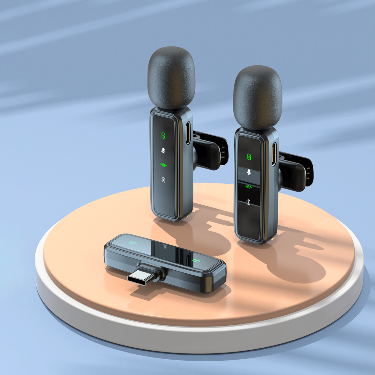 Micrófono de collar inalámbrico transfronterizo 2.4G Micrófono de teléfono móvil con reducción de ruido Micrófono inalámbrico integrado dedicado en vivo