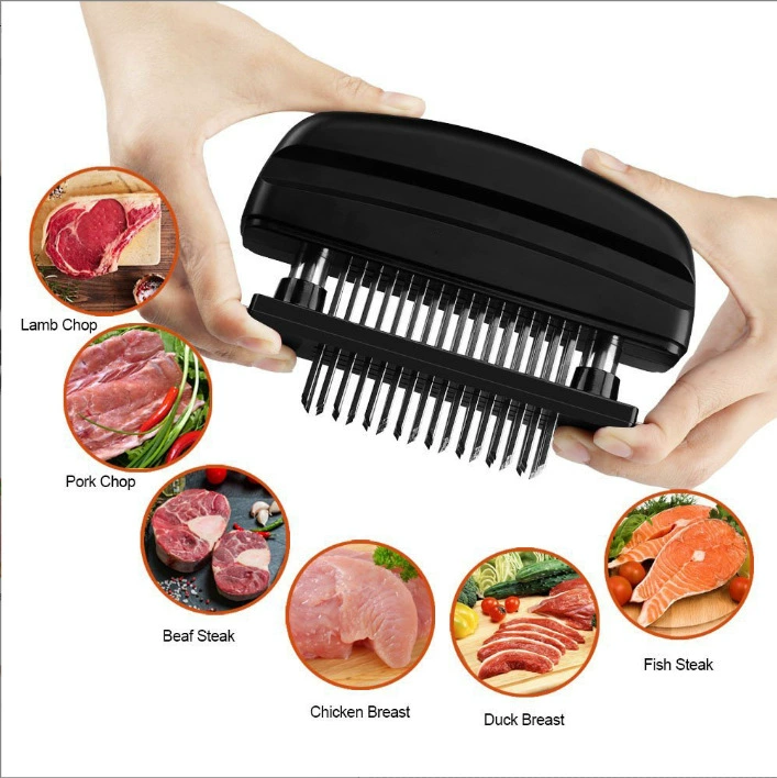 10A 48-контактный усиленный тендерайзер для мяса из нержавеющей стали, игла для стейка, нож для сухожилий, тендерайзер для мяса, съемный и моющийся.