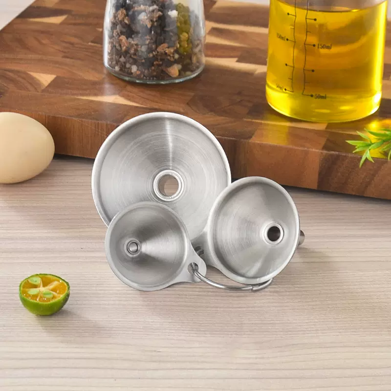 不锈钢漏斗三件套装家用多功能液体分装器厨房迷你小口径油漏酒漏