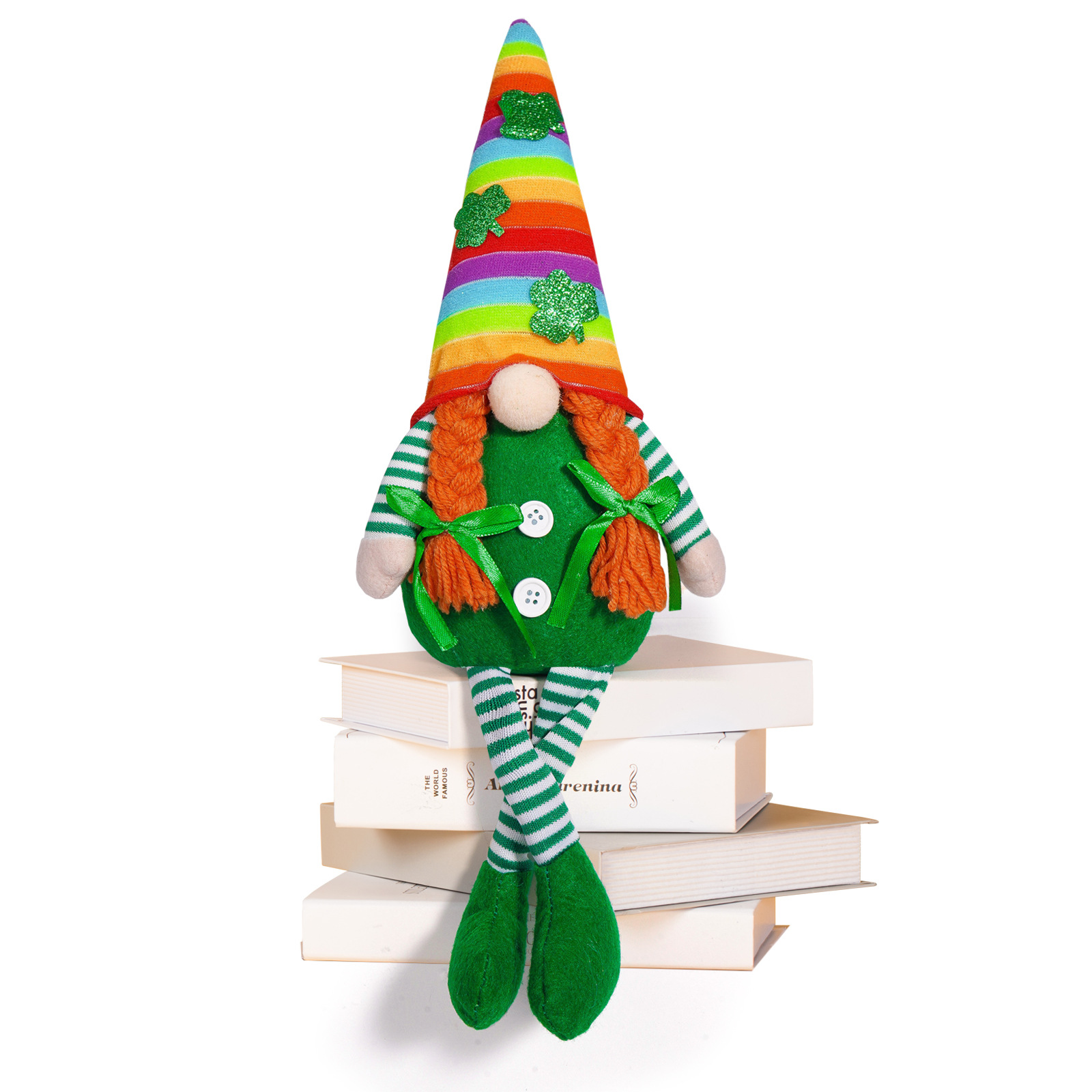 Transfronterizo irlandés Día de Patricio decoración muñeca verde creativa arco iris verde adornos enanos Rudolf