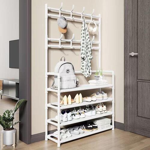 Simple shoe rack multi-layer combination storage rack home dormitory multi-functional floor hanging clothes rack storage shoe cabinet shoe and hat rack