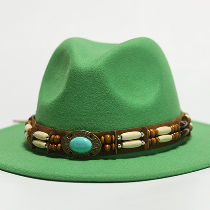 Nuevo sombrero Pu Correa remachada sombrero con sombrero vaquero de piedra elástica sombrero de fieltro cinturón de tejido modelo Pu sombrero con accesorios