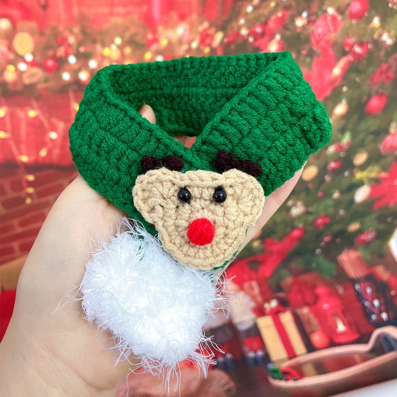 크리스마스 사슴 녹색 스카프(플라스틱 눈)