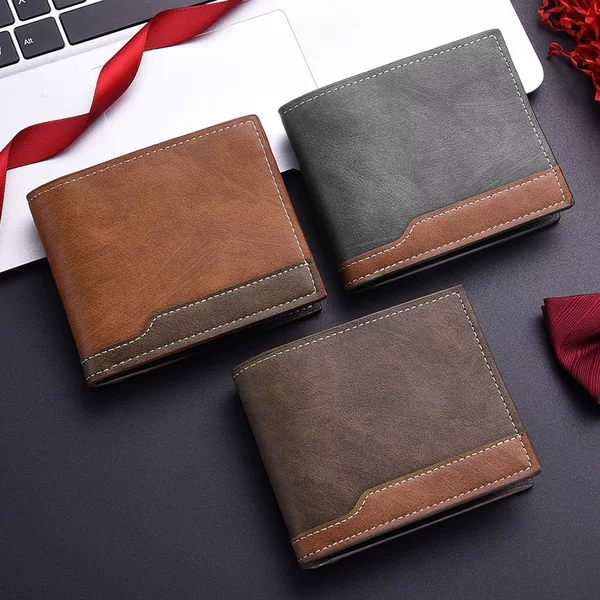 Men's Wallet Horizontal Style 80% off Pu Leather Wallet with Contrasting Colors and Multiple Card Slots European and American Style Horizontal Retro Leather Bag
