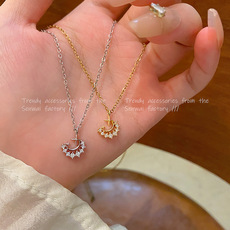 exquisite and versatile opal pendant necklace female high sense light luxury temperament zircon titanium steel clavicle chain new accessories undefined