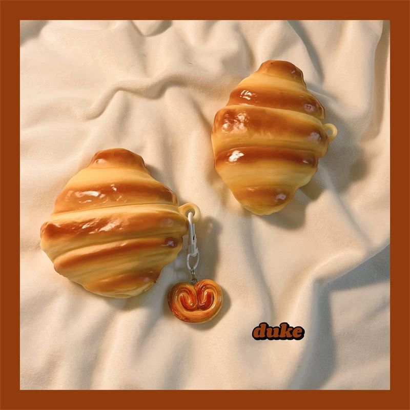 Fun 3D Croissant Bread Suitable for AirPods 4 Protective Case Apple 1/2 Generation Bluetooth Earphone Case Pro3