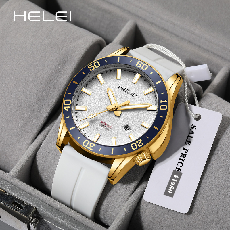 Helei Cross-Border Counter Genuine 2024 Fashion Men's Quartz Watch Waterproof Watch Dropshipping