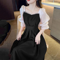 レトロなスーパーフェアリースタイルの大きいサイズの女性のドレス痩身夏の新しいファッションウエスト痩身ファッショナブルなスカート