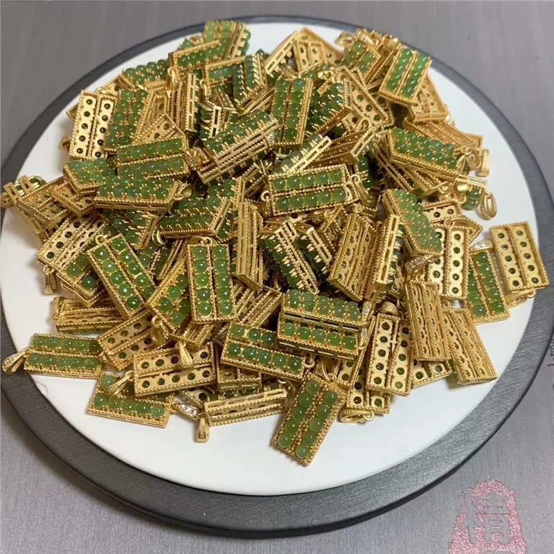 实拍天然和田玉真品有鉴定书碧玉算盘吊坠925银吊坠毛衣配饰