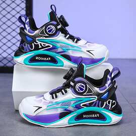 童鞋男童篮球鞋网面透气防滑耐磨旋转扣学生篮球鞋中大童运动鞋潮