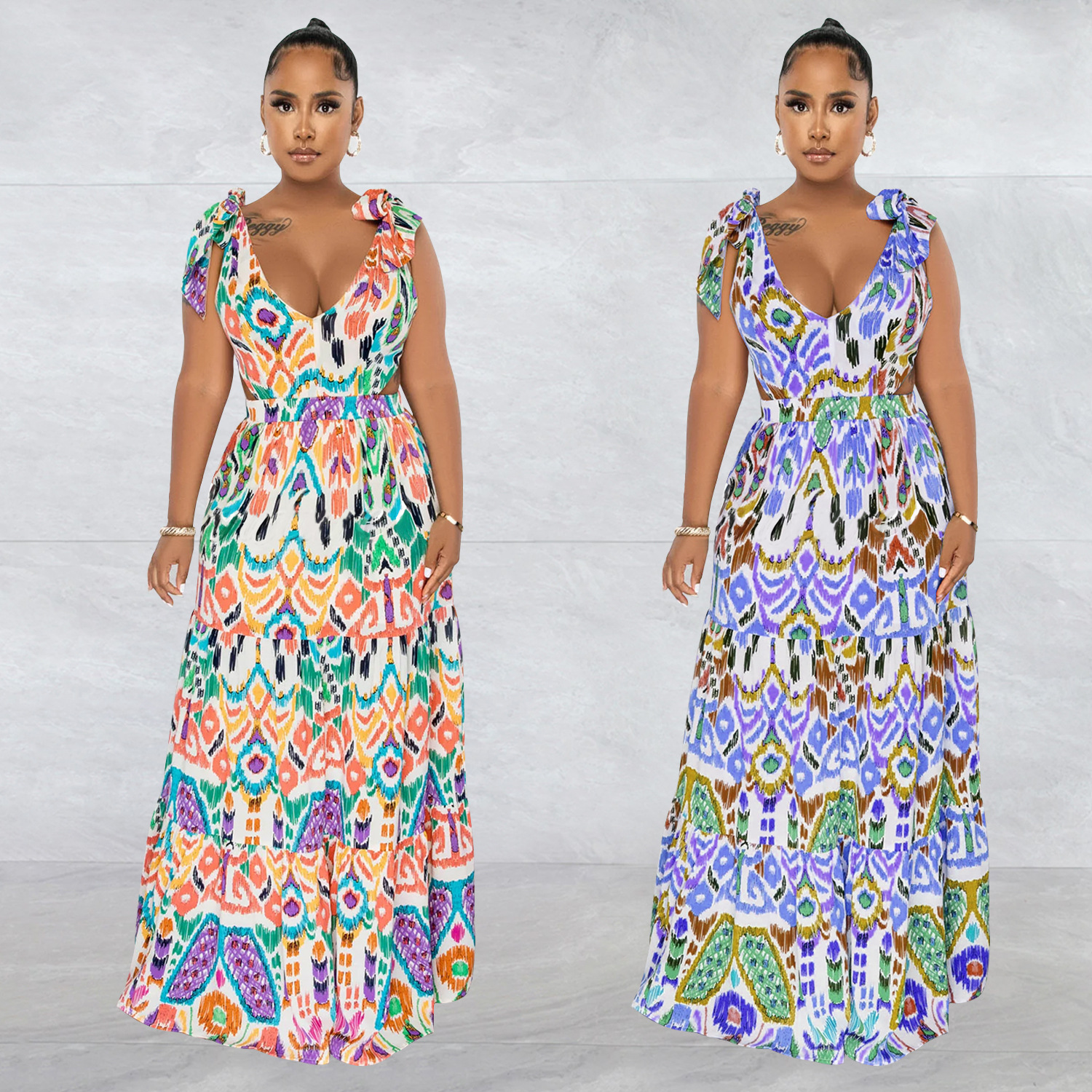 Women's Clothing fashion women's color sleeveless shoulder strap long skirt dress for women_mkmklike.com