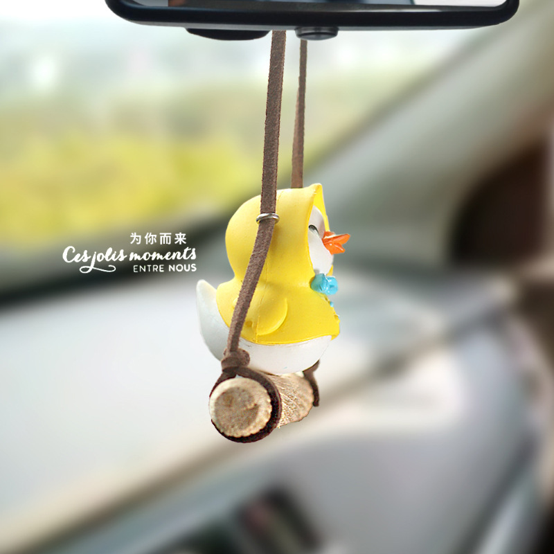 Colgante de coche colgante de coche columpio pato interior espejo retrovisor decoración patito amarillo red pato rojo sala de transmisión en vivo femenino