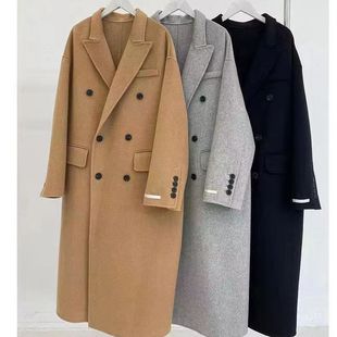 2025 Off-Season Double-Sided Cashmere Outwear Long Loose Suit Collar 100 Wool Outwear Elegant Double-Breasted Outwear