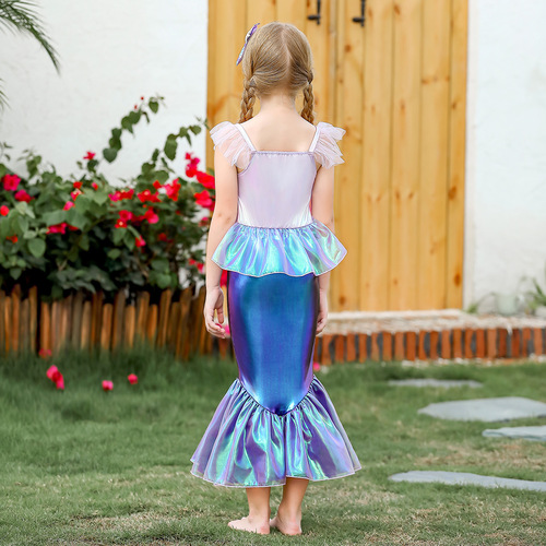 Children's mermaid princess dress girls ins style mermaid color small flying sleeve dress party sixty-one dress