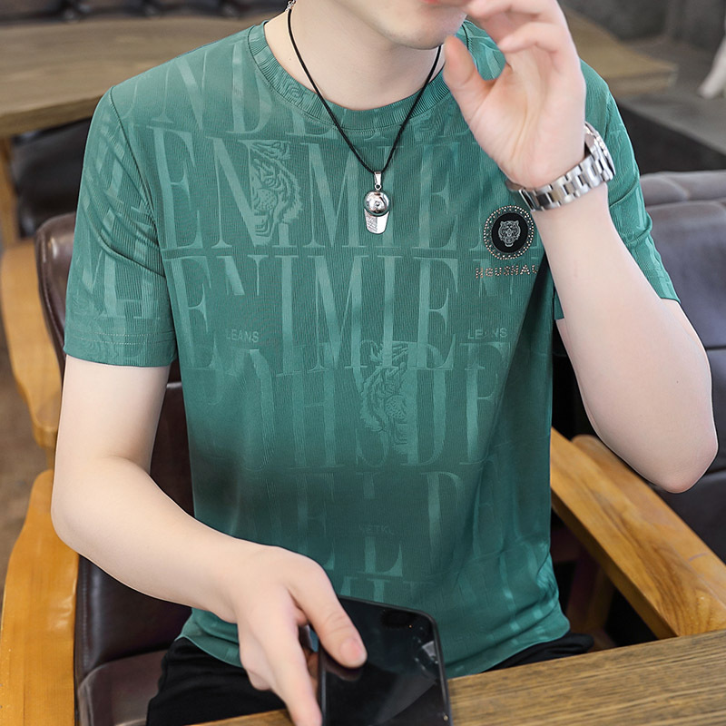 Suvine jääsiidist lühikeste varrukatega meeste 2024. aasta uus poolvarrukatega T-särk, brändi Instagram trendikad lahtised riided_voghion.com