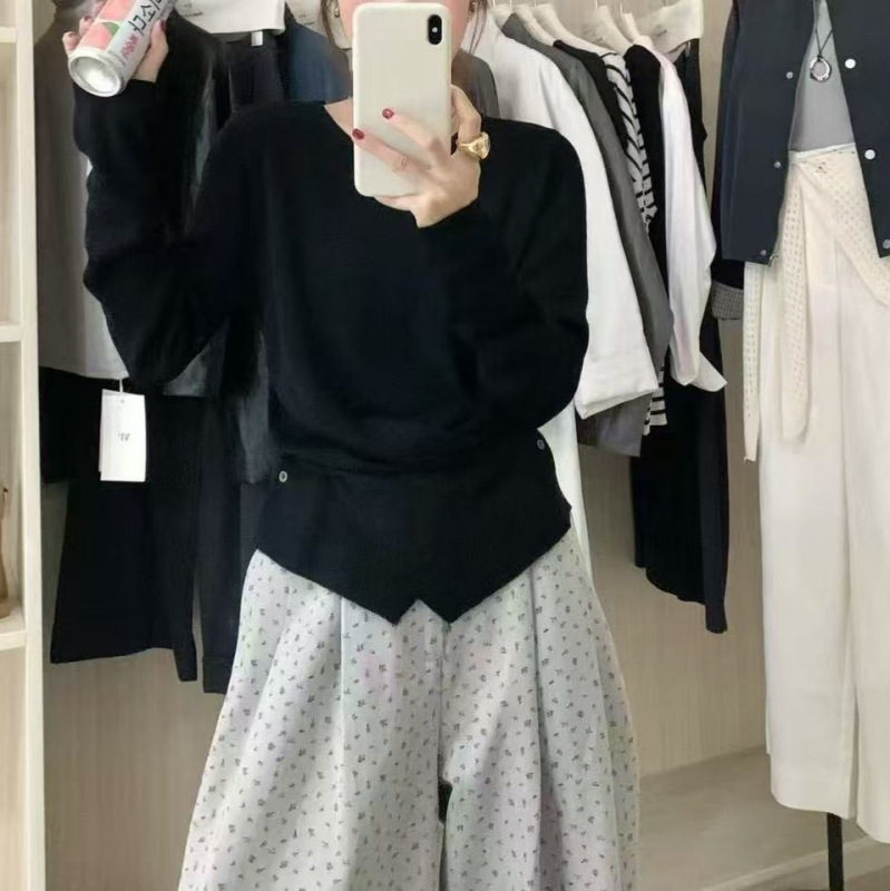条纹长袖针织衫秋装女款2025年新款早秋韩系氛围感穿搭上衣设计感|undefined