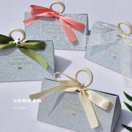 欧式创意ins风结订婚高级感闪闪手提包装伴手礼品银色喜糖果盒子