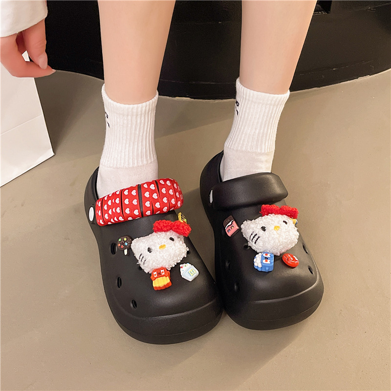 Spring and Summer 2025 New Cartoon Kitten Girl Style Trendy Cave Shoes Platform Fashionable All-match Sandals and Slippers for Women