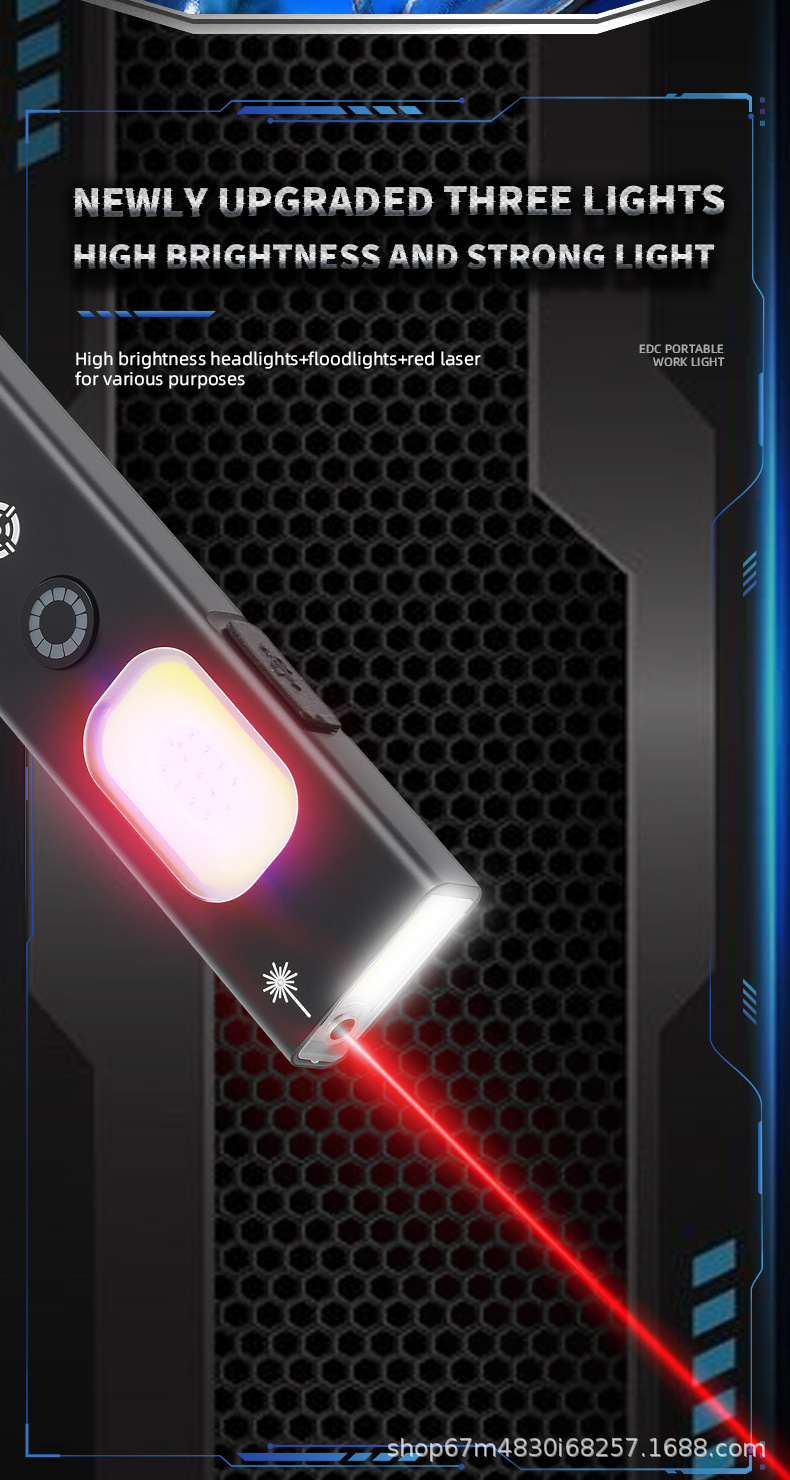 New Led Flashlight Multi-Functional Small Portable Mini Rechargeable Laser Magnetic Work Light