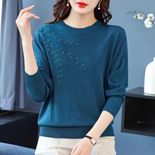 羊绒毛衣25新款纯色圆领打底衫女爆款妈妈羊毛针织衫内搭上衣宽松