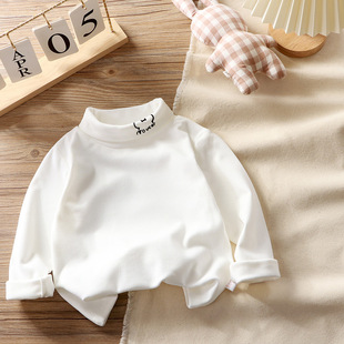 Children's Thermal Long-Sleeve Base Layer Shirt with a Turn-Down Collar, Thin Base Layer Top, Single-Piece Autumn and Winter Clothing for Boys and Girls