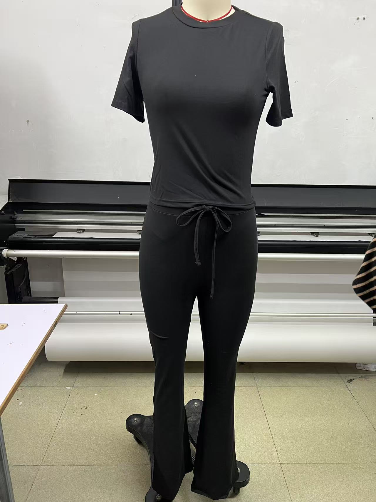 2025 European And American Cross-Border New Casual Set Short Sleeve Top Long Pants Homewear Sportswear Yoga Wear_ecoleips.com