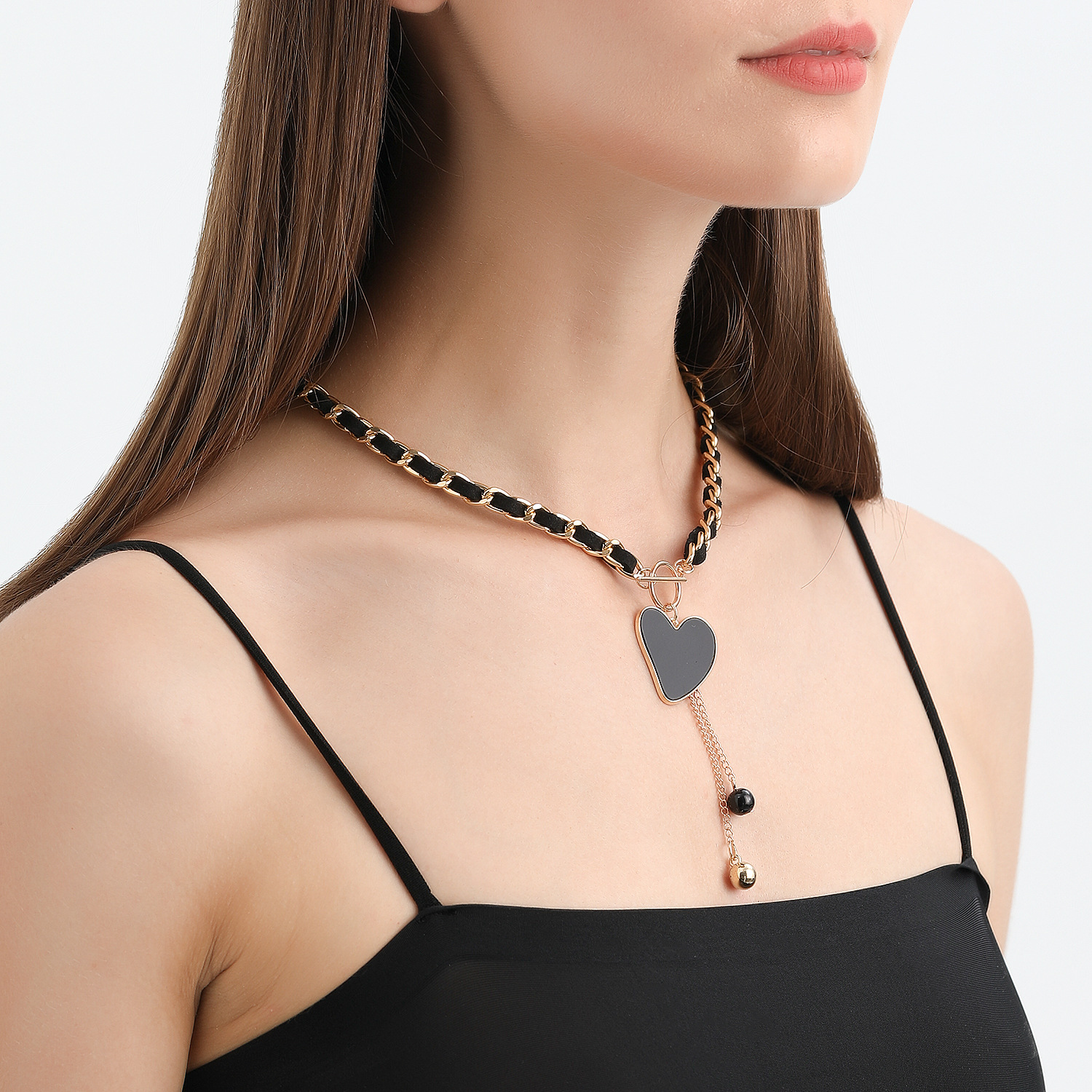 Collana con ciondolo per donna Collana girocollo in velluto nero Regali per la festa della mamma per la mamma Collana con nappa a forma di cuore e stella_voghion.com