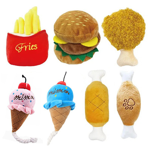 New Style French Fries Burger Pet Plush Talking Toy Dog and Cat Fun Chew Resistant Toy for Dogs Wholesale