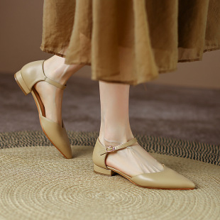 2023-42 size shoes closed toe buckle hollow sandals for women Summer new flat Mary Jane women's shoes