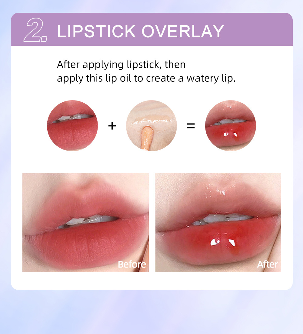 QIBEST Lip Oil Transparent Mirror Water Glass Lip Moisturizing and long-lasting non-stick Lip gloss Makeup wholesale undefined