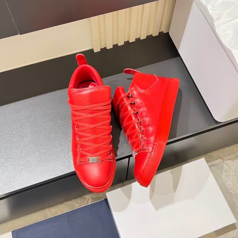 2025 New European Fashion Trendy Shoes for Students Paris Arena Retro Genuine Leather High-Top Casual Men's Shoes