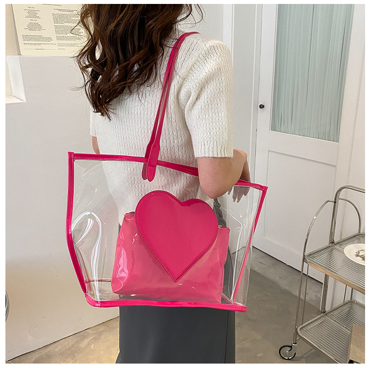 2024 Borsa a spalla singola in gelatina trasparente estiva per studenti universitari nuova classe Borsa per madre e bambino di grande capacità_voghion.com