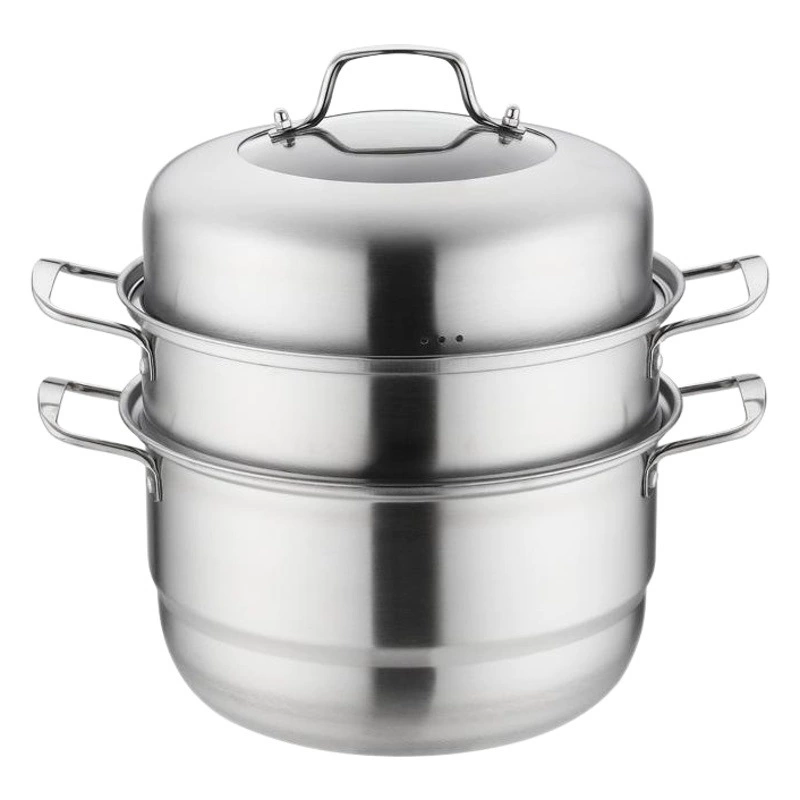 Трехслойная Пароварка из нержавеющей стали в европейском стиле утолщенная многофункциональная кастрюля для супа 28 см Пароварка с двойной решеткой открытие подарочного горшка оптом