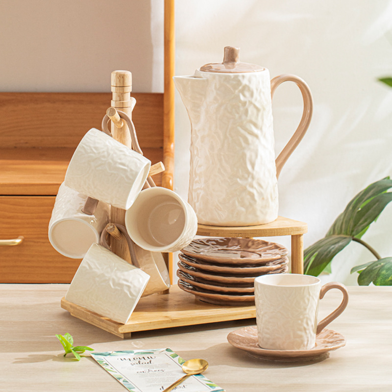 高顏值陶瓷水杯水具套裝禮盒茶杯茶具客廳冷水壺花茶具家用咖啡具