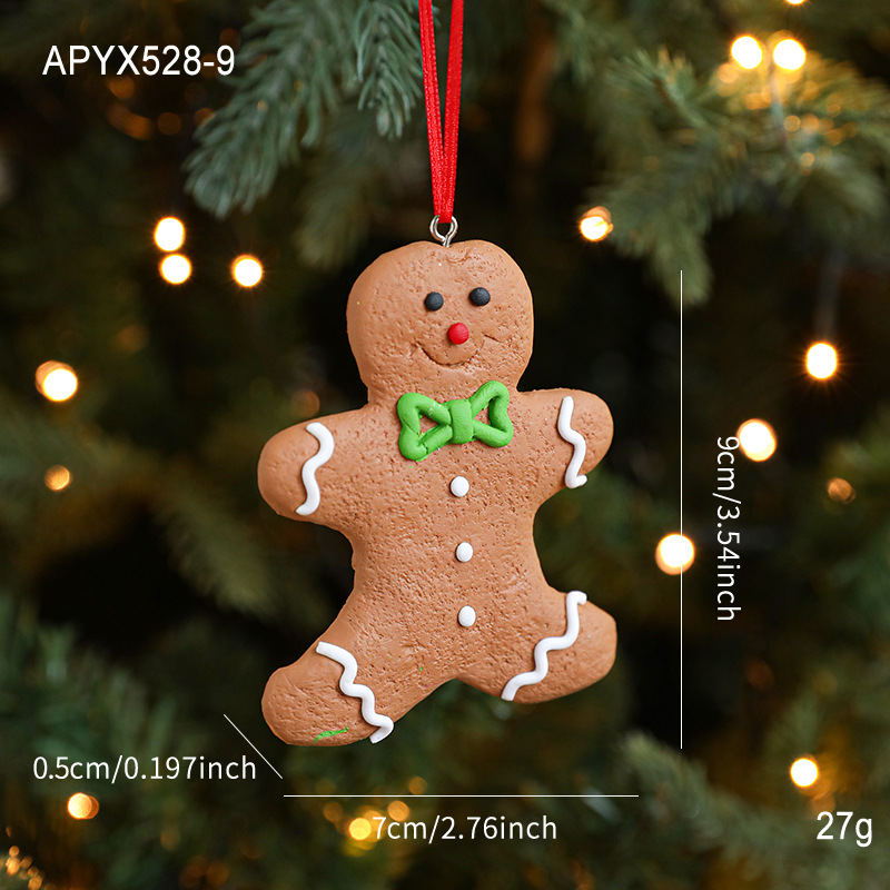 Nuevo hombre de pan de jengibre de cerámica suave pequeño colgante colgante árbol de Navidad adornos encantadores pan de jengibre hombre de Navidad decoración colgante retró dibujado a mano