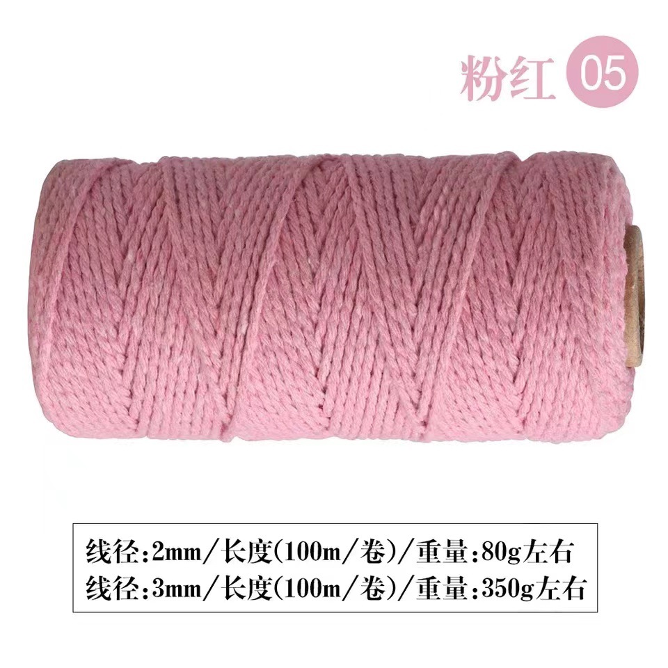 Fábrica al por mayor de 2mm color gancho bolsa tejida a mano DIY etiqueta de color hilo de algodón cuerda de encuadernación