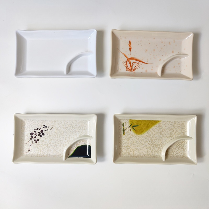 Mustard Dried Squid Plate Snack Plate Commercial Melamine Plate Creative Dipping Barbecue Cold Dish Plate Cucumber Plate Pure Color