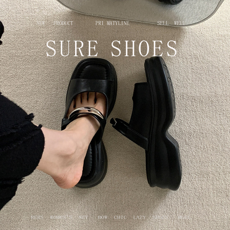 Cowhide Version! 7cm Niche, Super Stylish Open-Toe Hollow-Out Platform Sandals for Women, Summer Outdoor Wear, French-Style Slip-On Sandals Cowhide Version! 7cm Niche, Super Stylish Open-Toe Hollow-Out Platform Sandals for Women, Summer Outdoor Wear, French-Style Slip-On Sandals