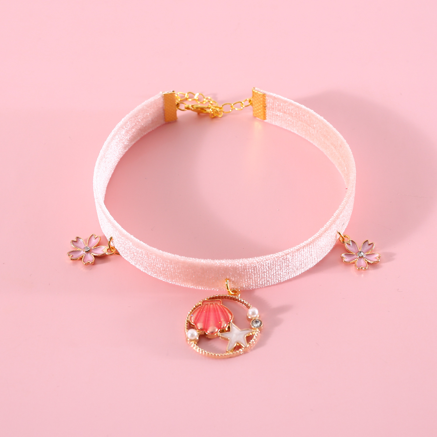 Collar de perlas retro seda de perlas estrellado gato conchas de flores gemas collar collar de colgante de aceite