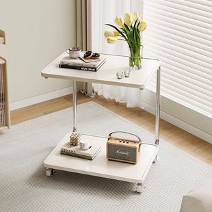 Coffee Table with Wheels, Internet Celebrity Iron Small Table, Home Dormitory Bedroom Bedside Rack, Mobile Sofa Side Table, Living Room