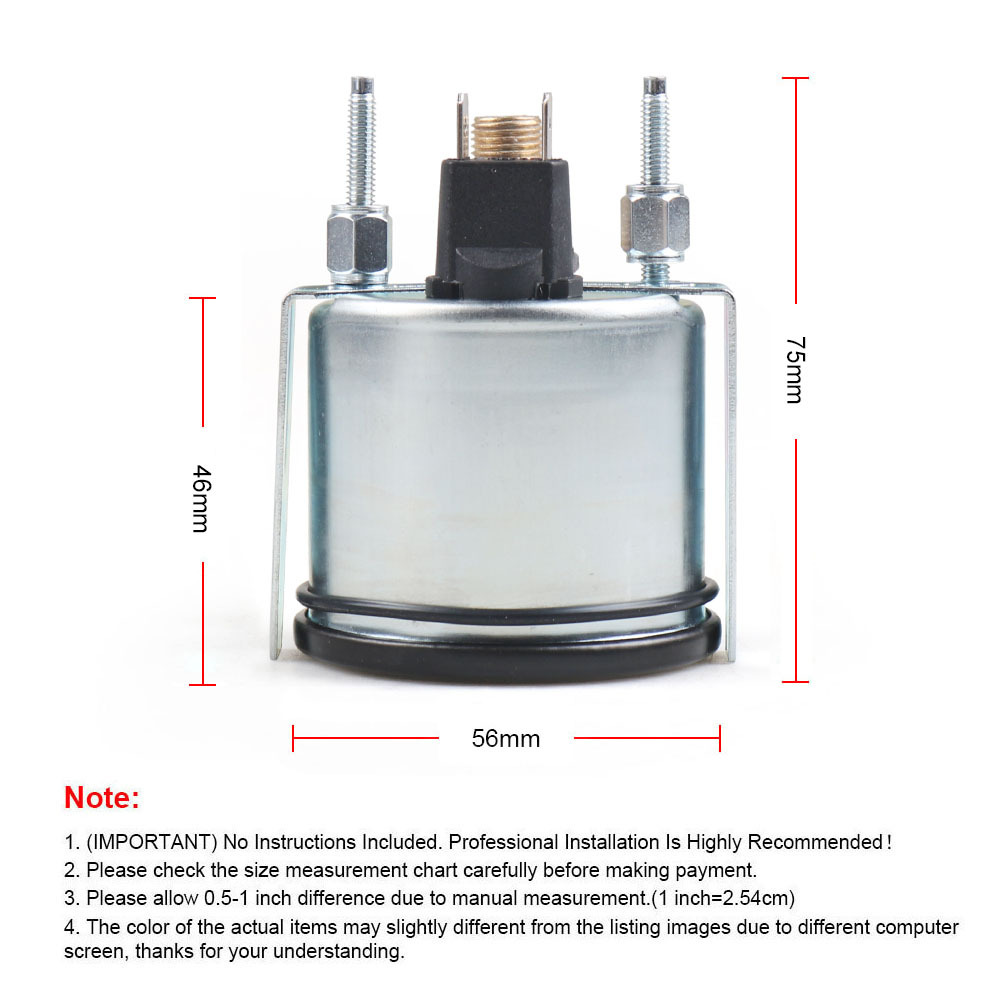 52mm Universal Instrument Pointer Mechanical Water Temperature Gauge 130 ℃ /265 ℉ Dual Scale Display Npt 1/2