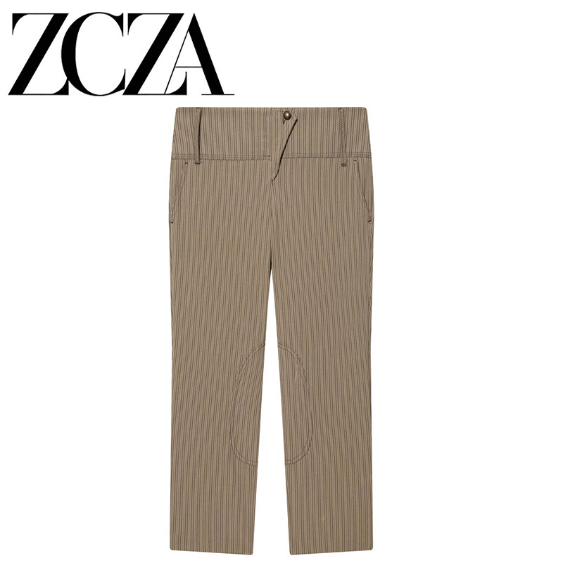 Zcza Self-Made European and American Style New Women's Fashion Versatile Striped Capri Casual Pants 3152408