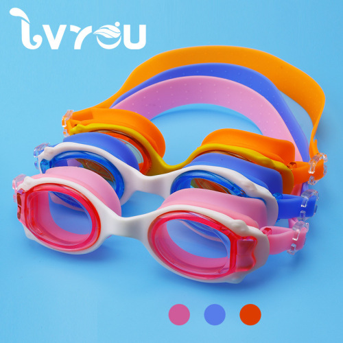 Wholesale Green Blue Children's Silicone Goggles High Definition Anti-Fog Waterproof Unisex Kids Cartoon Swimming Goggles Cute Swim Goggles