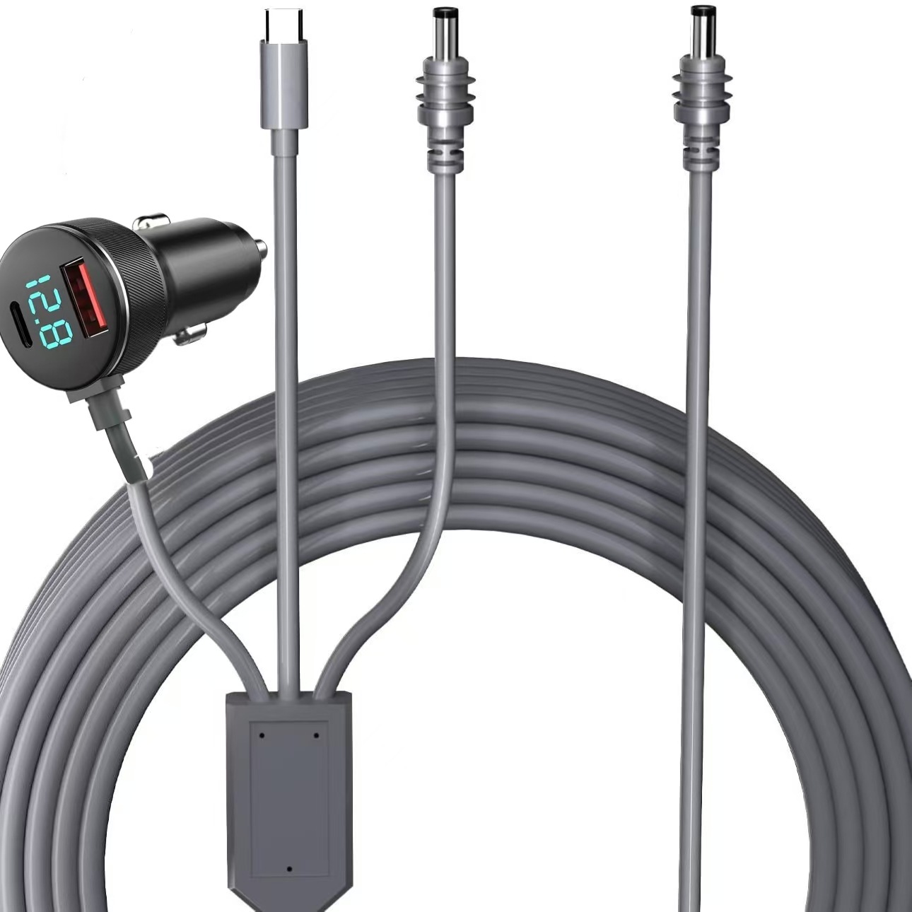 디지털 디스플레이 차량용 충전기 ~ 3-in-1 2M