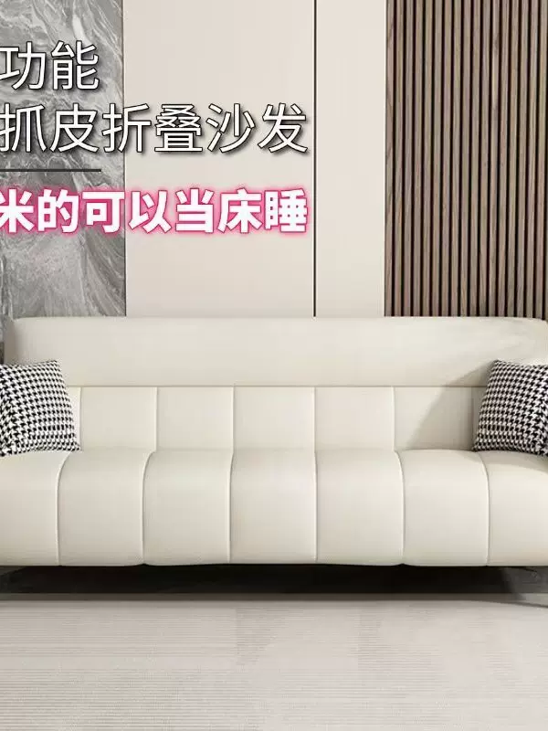 沙发小户型多功能布艺客厅简约轻奢单客厅两用折叠床出租屋猫抓皮