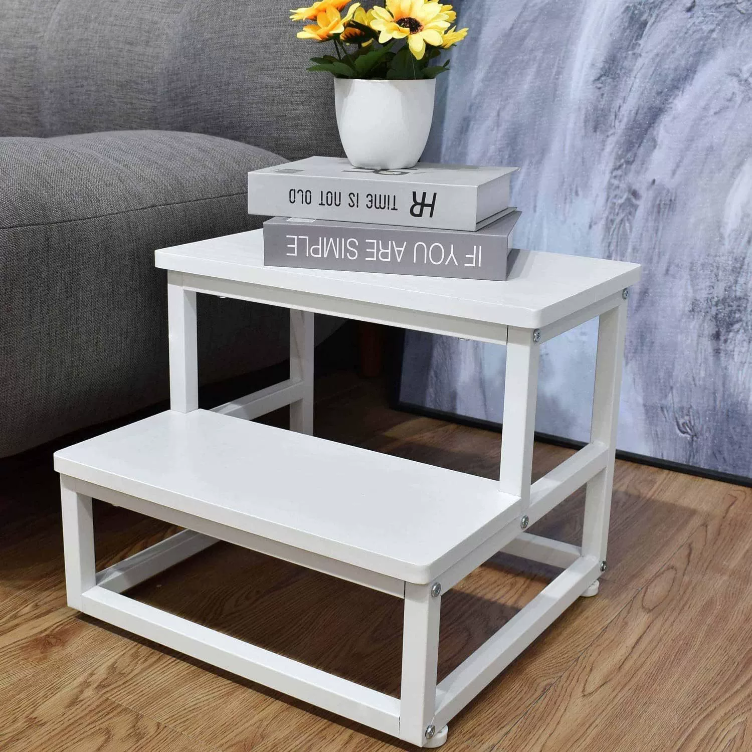Two -step stools of iron solid wood high and low score bench, two -step stool, two -step ladder stool bathroom kitchen stool children's stool